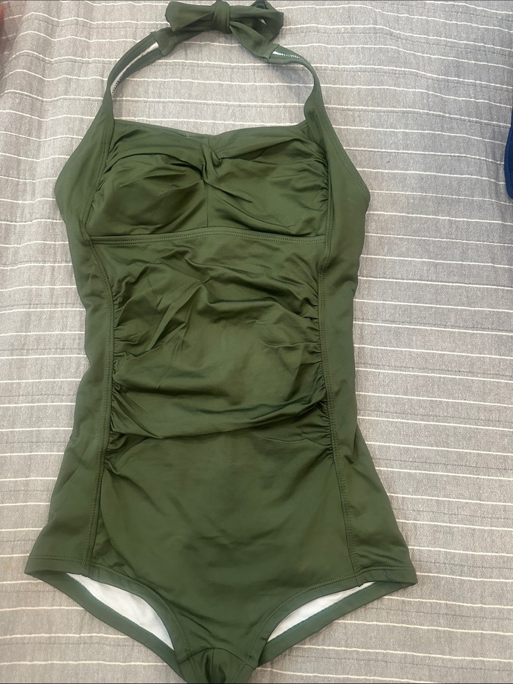 Olive Green Halter One-Piece Swimsuit